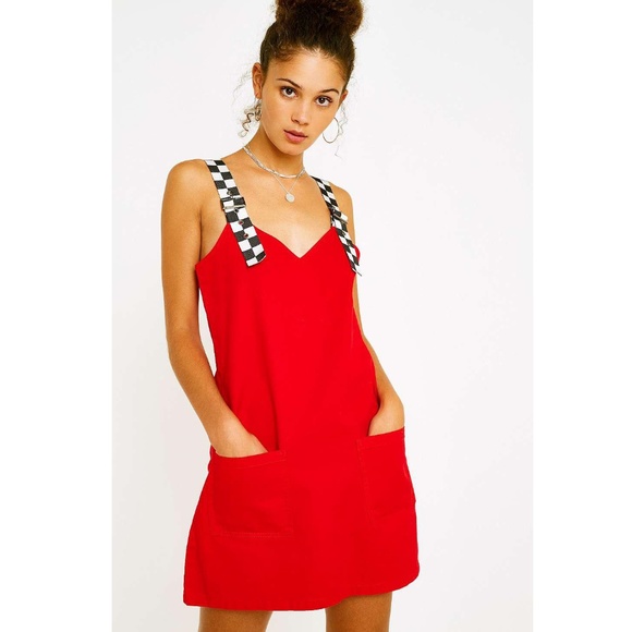 Lazy Oaf Dresses & Skirts - Lazy Oaf Checkered Buckle-Strap Pinafore Dress NWT